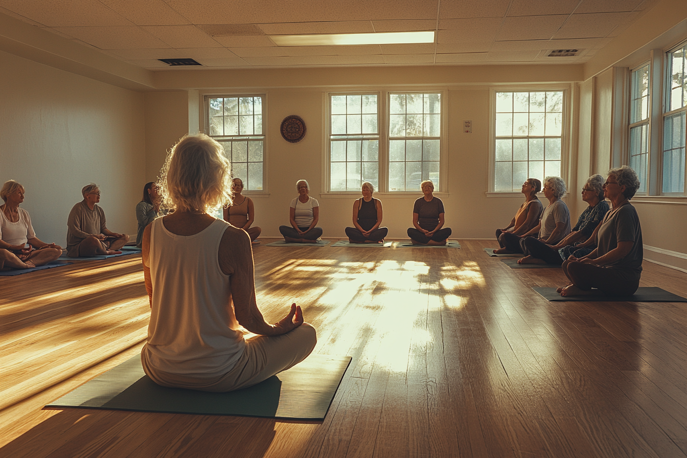 Марія Петрівна під час заняття йогою в нашому центрі